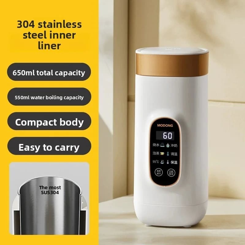 Cốc đun nước điện di động 650ml với lòng trong 304 hoặc 316
