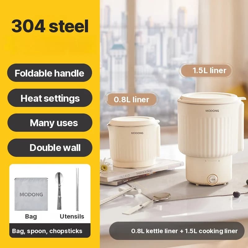 Ấm cốc du lịch điện inox gấp gọn