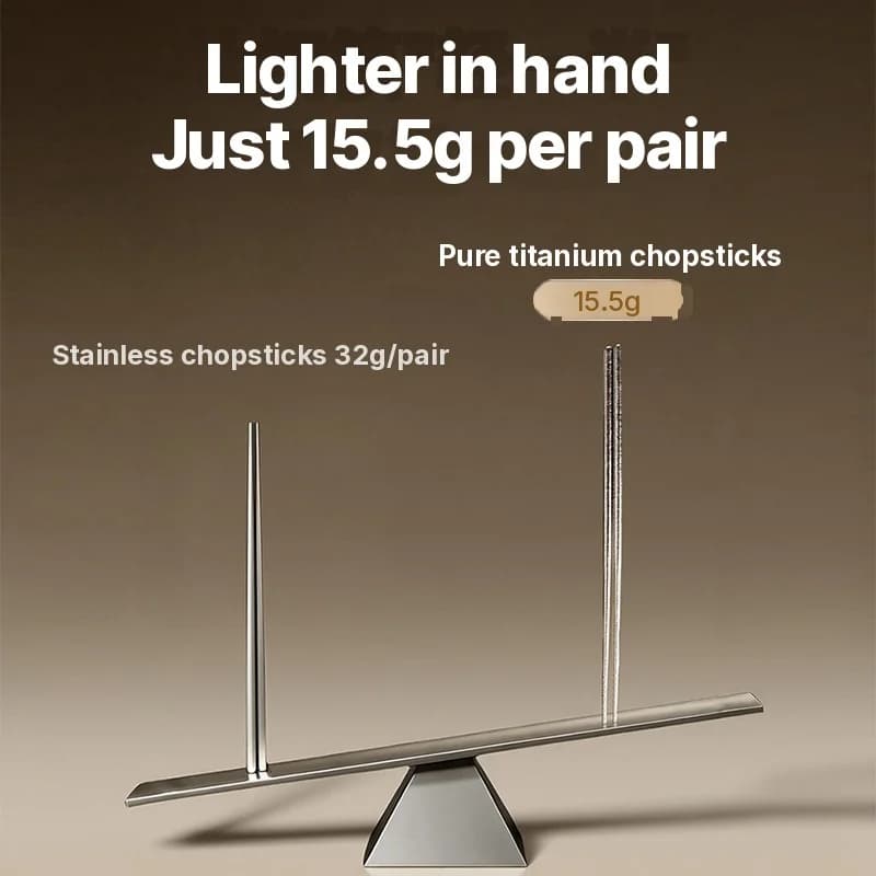Bộ đũa titanium nguyên chất, 5 đôi, 23cm, đánh bóng gương