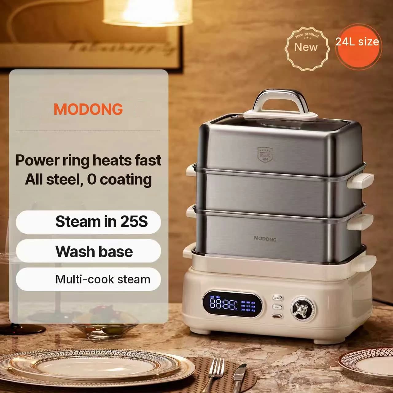 Nồi hấp điện bằng thép không gỉ 18L 24L 2 hoặc 3 tầng