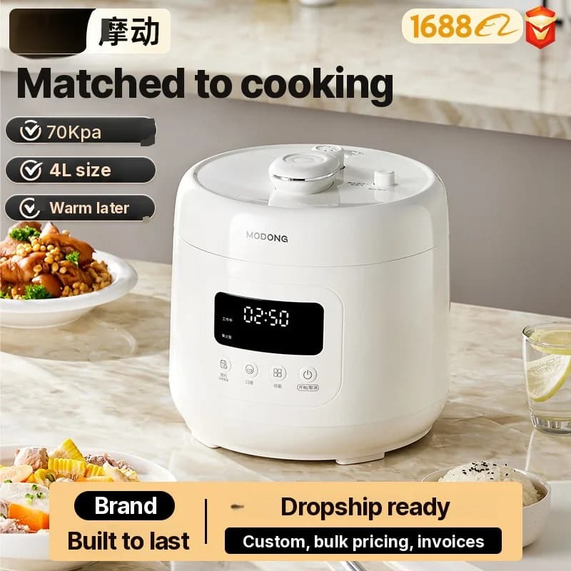 Nồi áp suất điện 4L có lòng gốm, 800W, hẹn giờ 17-24H