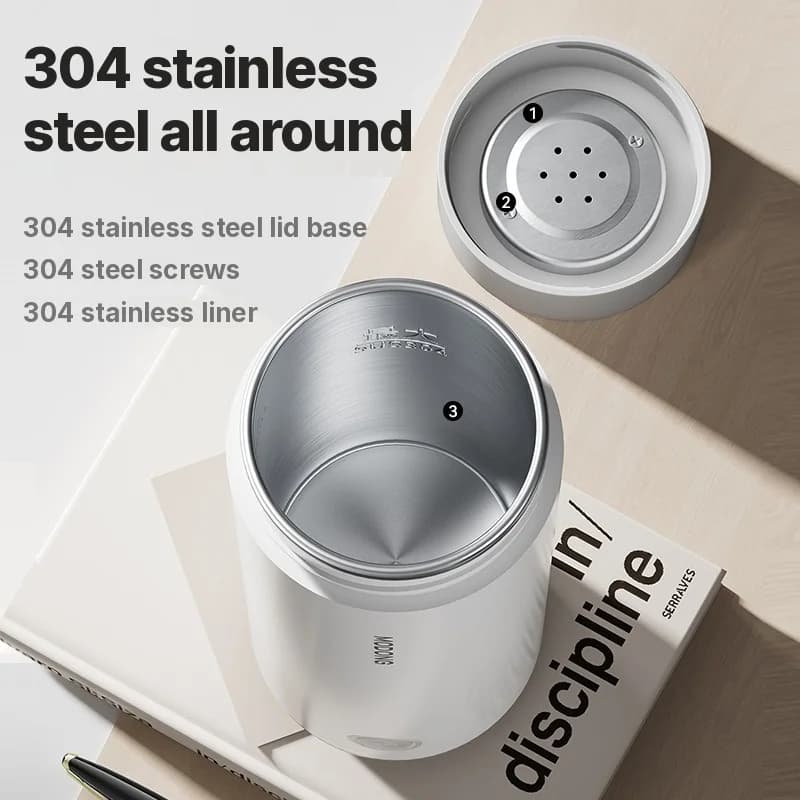 Cốc gia nhiệt điện di động 304 thép không gỉ 300ml 220V