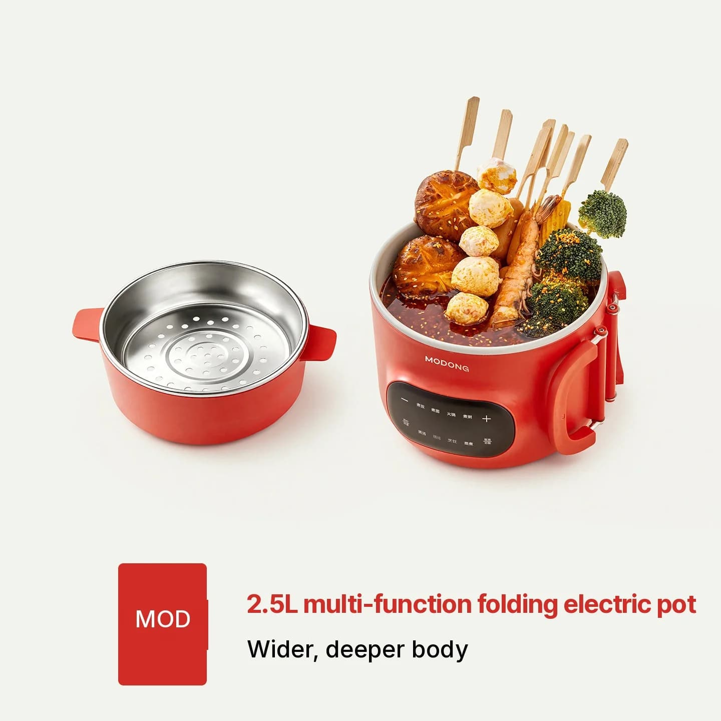 Nồi nấu điện 2.5L có xửng hấp và lòng nồi gốm
