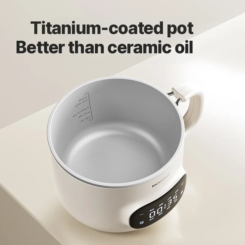 Nồi Nấu Điện Mini 2L Lòng Gốm Chống Dính Kèm Xửng Hấp