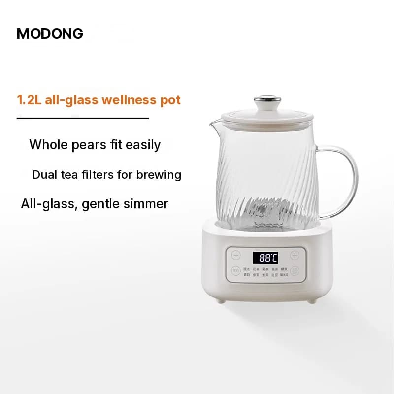 Ấm dưỡng sinh điện bằng thủy tinh 1-1.5L điều khiển cảm ứng cho trà
