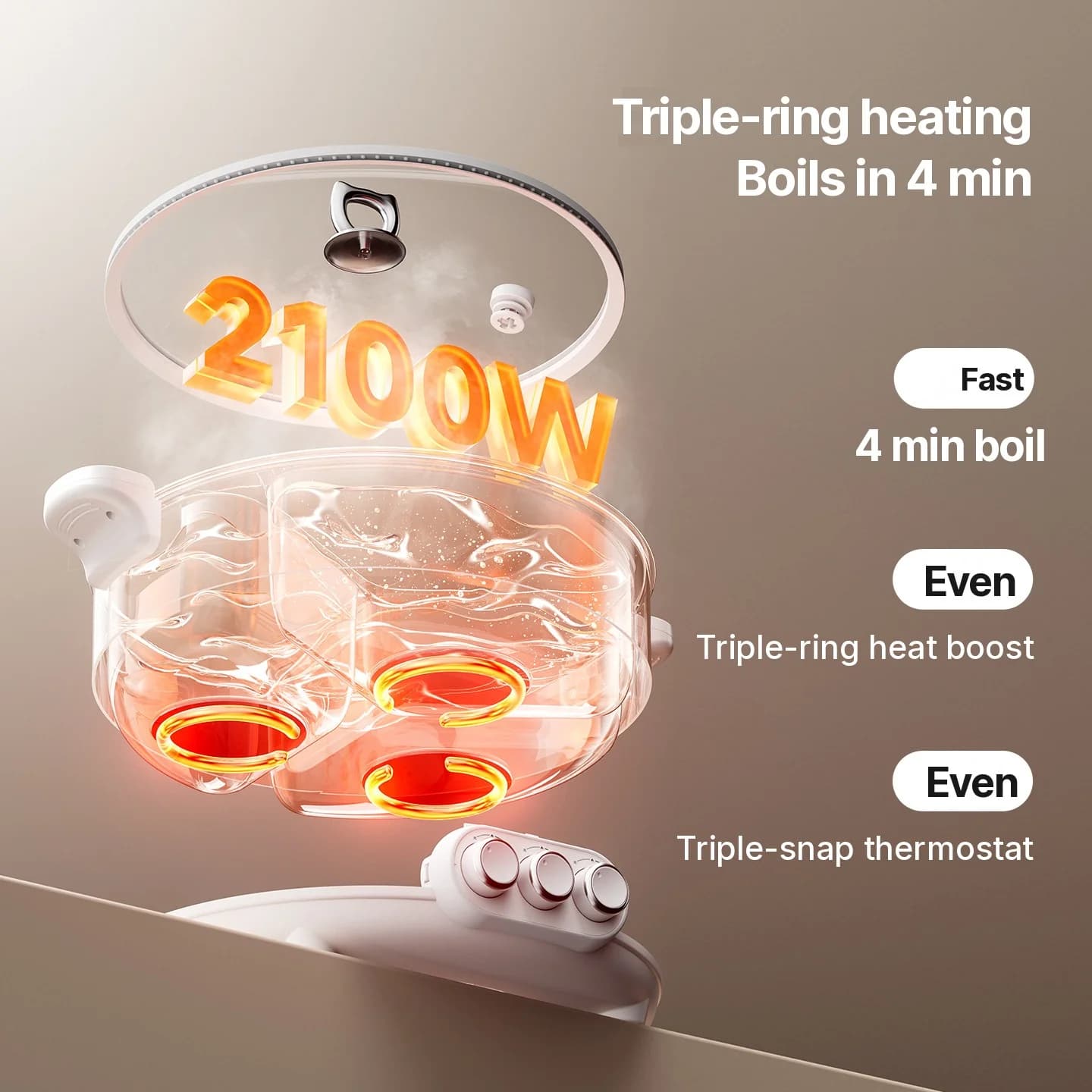 Nồi lẩu điện có vách ngăn, 5.6L/8L, 220V