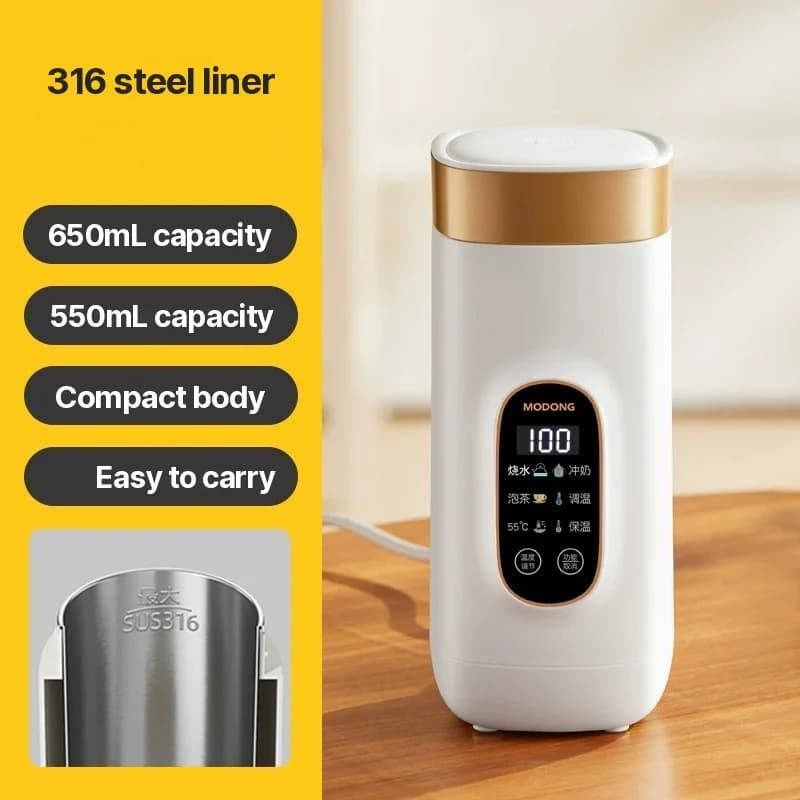 Cốc đun nước điện cầm tay 650ml với lòng 304 hoặc 316