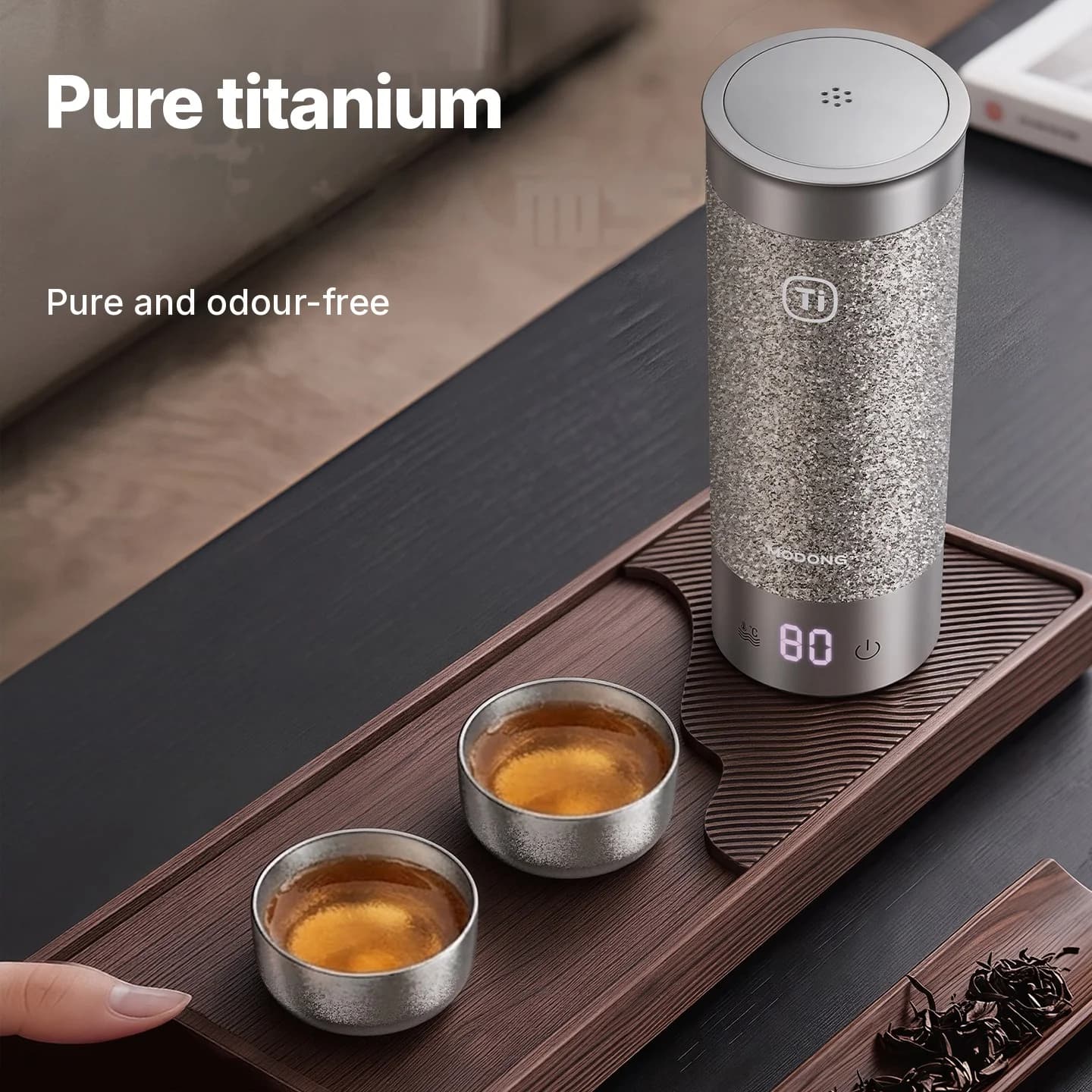 Bộ chén trà Gongfu bằng titanium nguyên chất 55ml, thủ công, hoàn thiện trơn