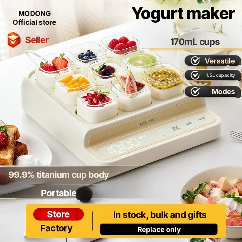 Máy làm sữa chua 9 cốc với nồi trong bằng thủy tinh và hẹn giờ