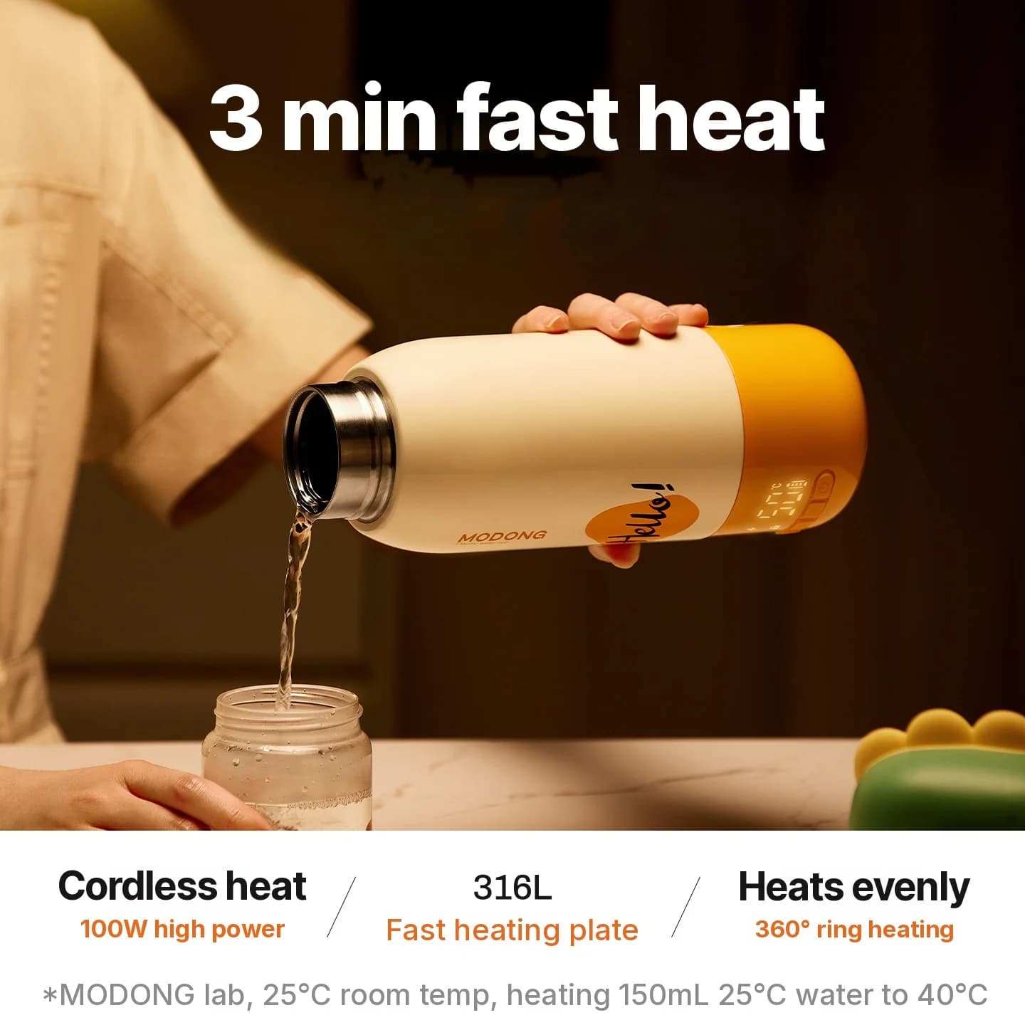 Cốc đun sữa bột cho bé 550ml Ultra, cắm điện đun sôi + giữ ấm không dây