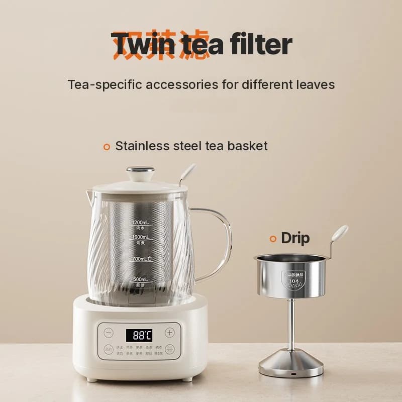Ấm điện thủy tinh có điều chỉnh nhiệt độ 1.2L