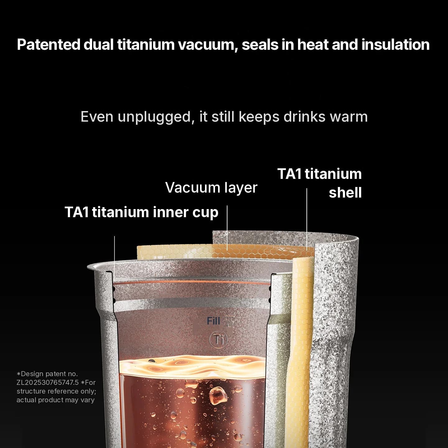 Cốc du lịch điện titanium 400ml có hiển thị nhiệt độ