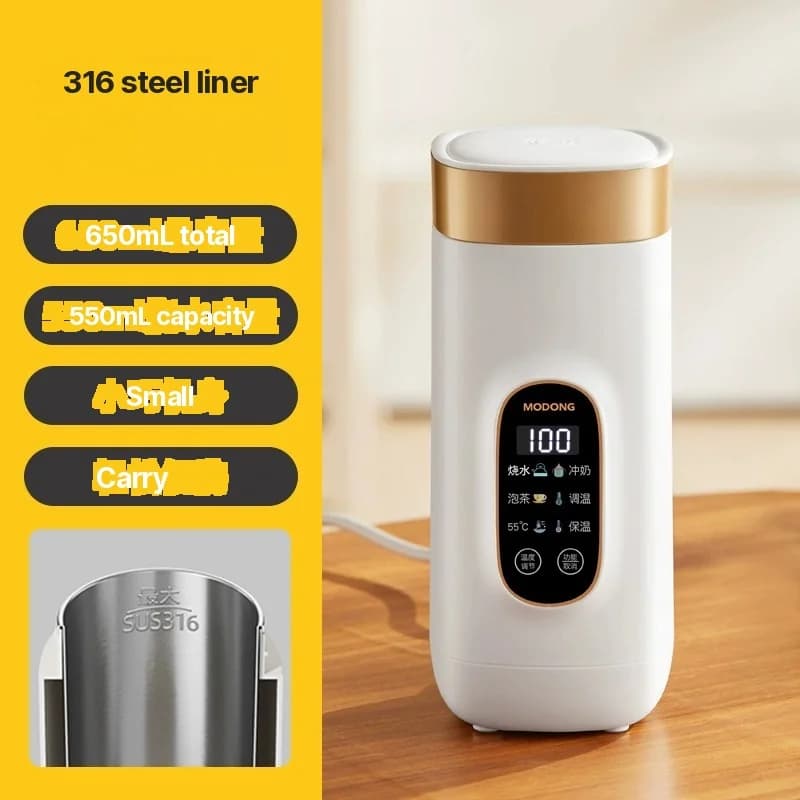 Cốc đun nước điện di động 650ml với lòng trong 304 hoặc 316