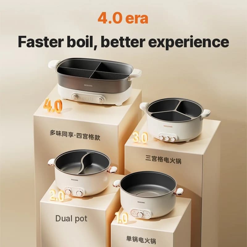 Nồi lẩu điện 7L có vách ngăn hoặc 4 ngăn, 220V, nồi tách đôi