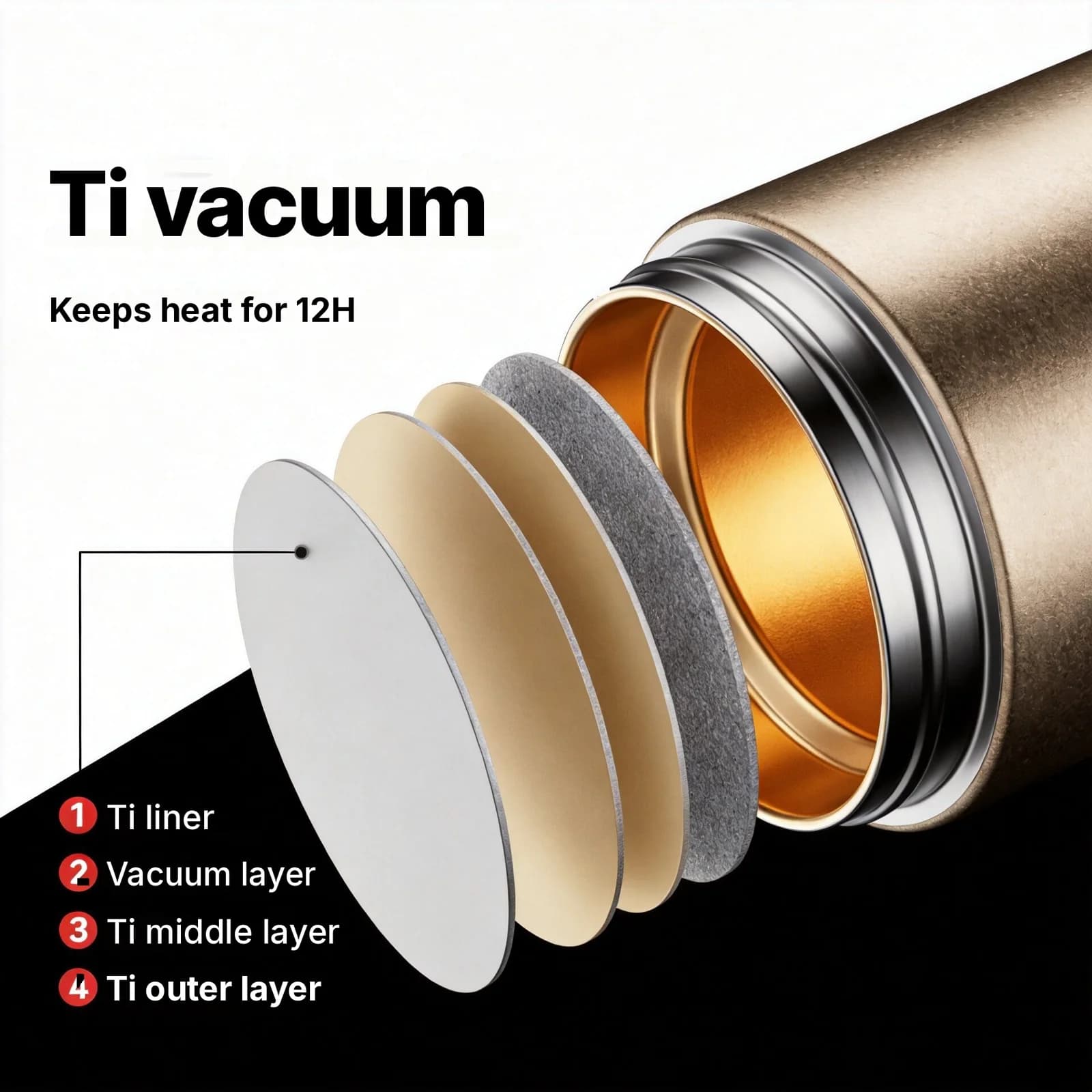 Cốc giữ nhiệt titanium có tay cầm 680ml hộp quà